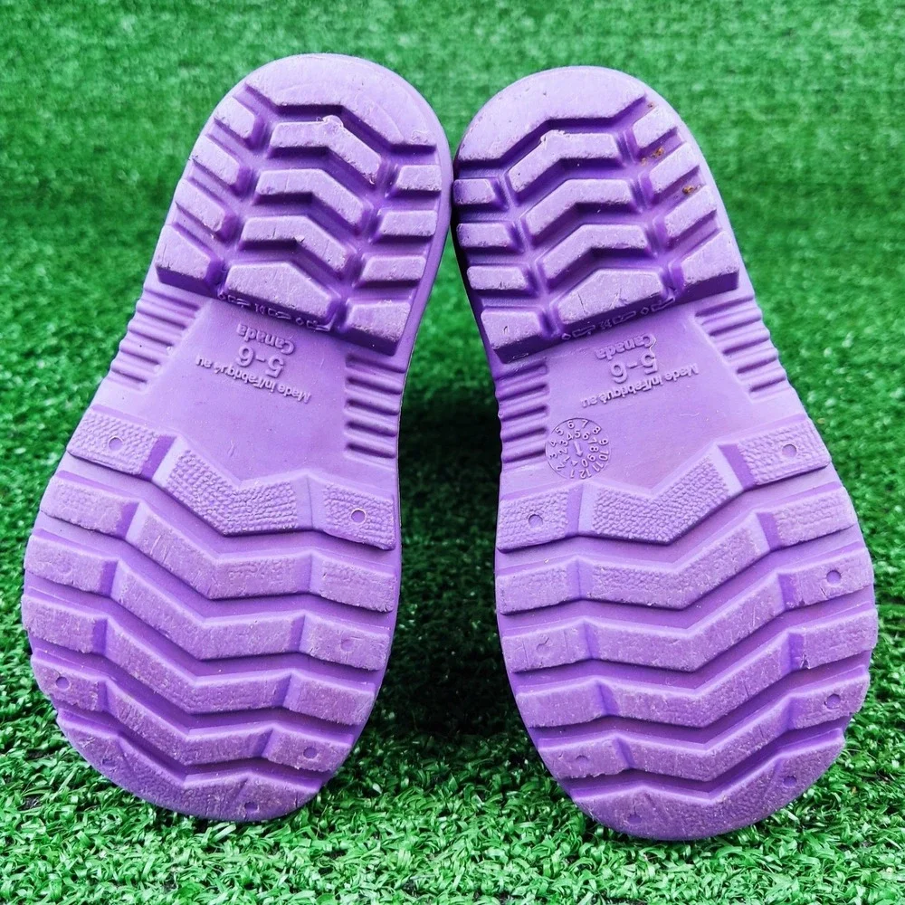 Unbranded Rain Boots Kids 5-6 Pink Purple Rubber Waterproof Made in Canada